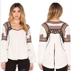 Free People Snow Kisses Embroidered Top